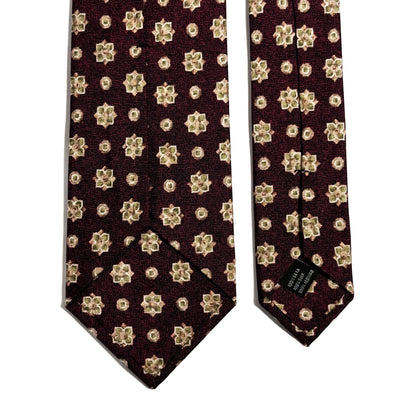 Burgundy Floral Printed Panama Silk Tie
