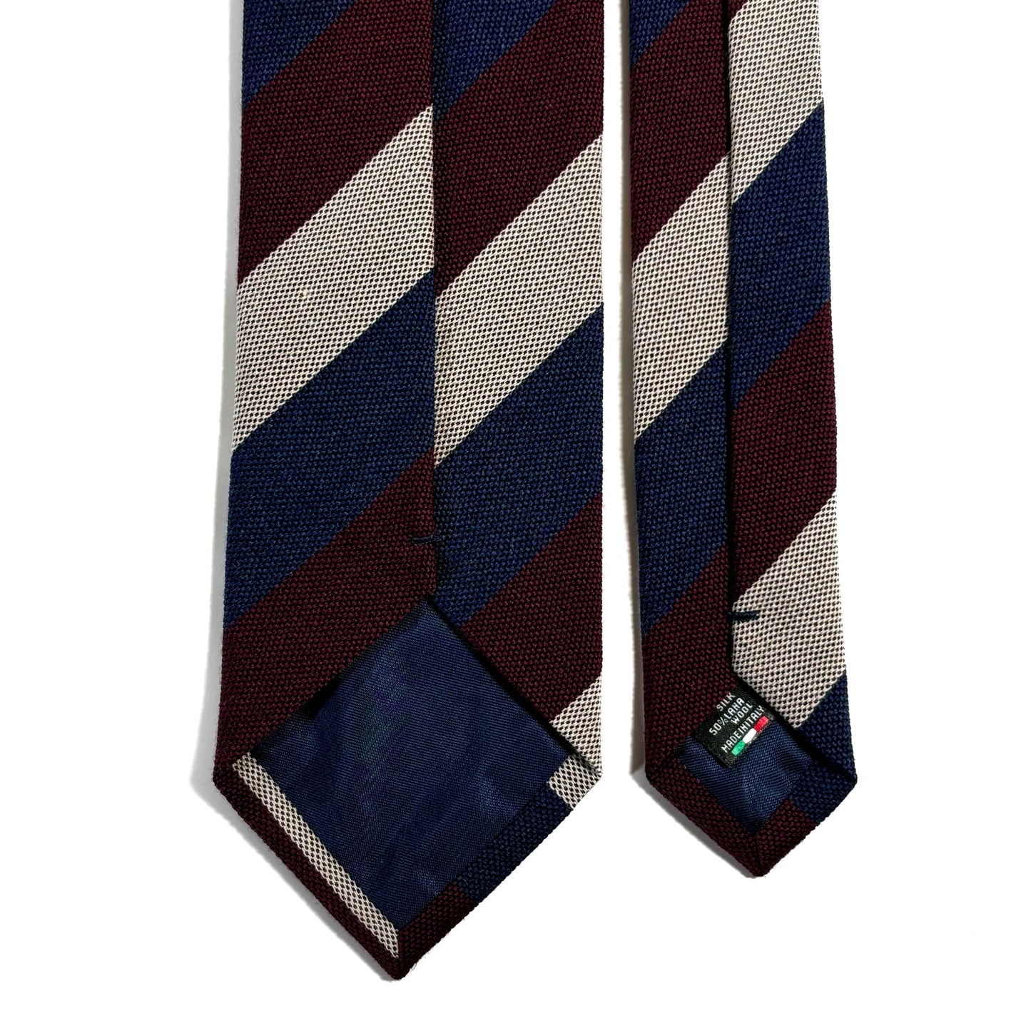 Burgundy & Navy Blue Striped Wool/Silk Tie