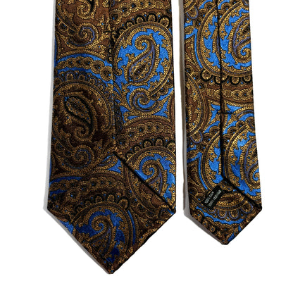Brown & Light Blue Paisley Silk Jacquard Tie