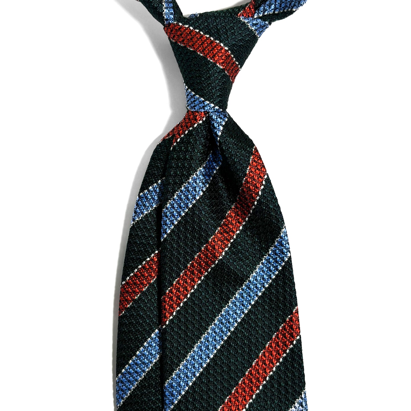 Bottle Green Striped Silk Grenadine Tie (English Weave)