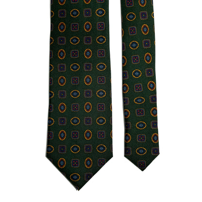 Forest Green Geometric Silk Tie