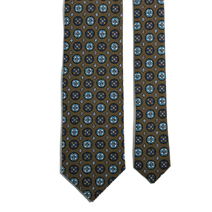 Olive Green Floral Ancient Madder Silk Tie