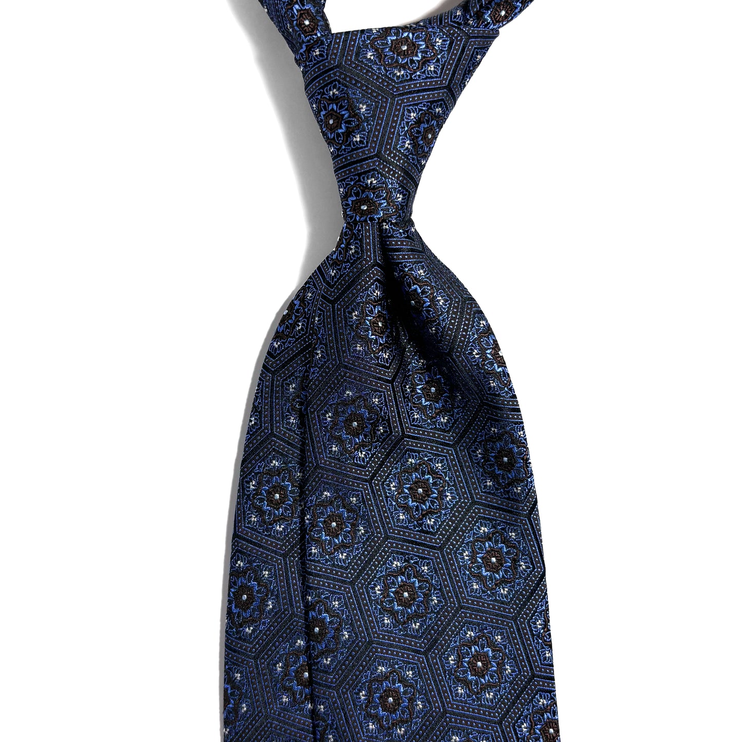 Light Blue & Brown Hexagon Silk Jacquard Tie