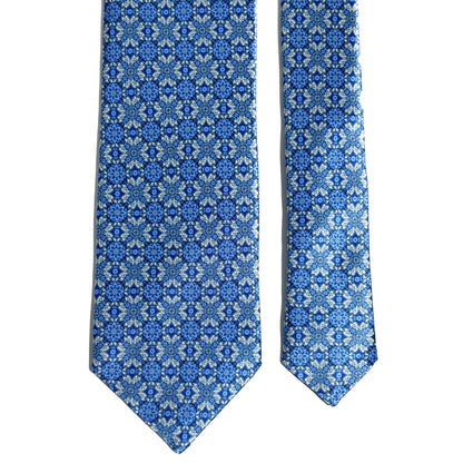 Light Blue Floral Silk Satin Tie