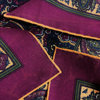 Dominus - Magenta & Yellow - Wool/Silk Pocket Square