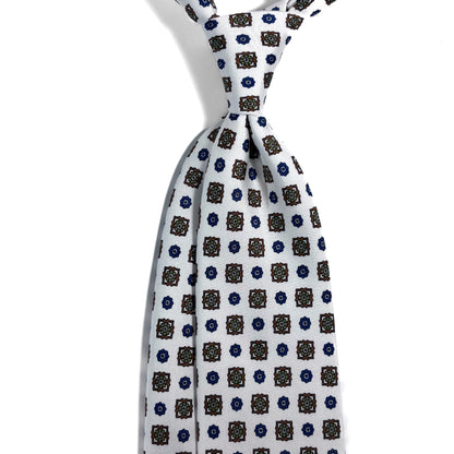 White Geometric Printed 24oz Silk Twill Tie
