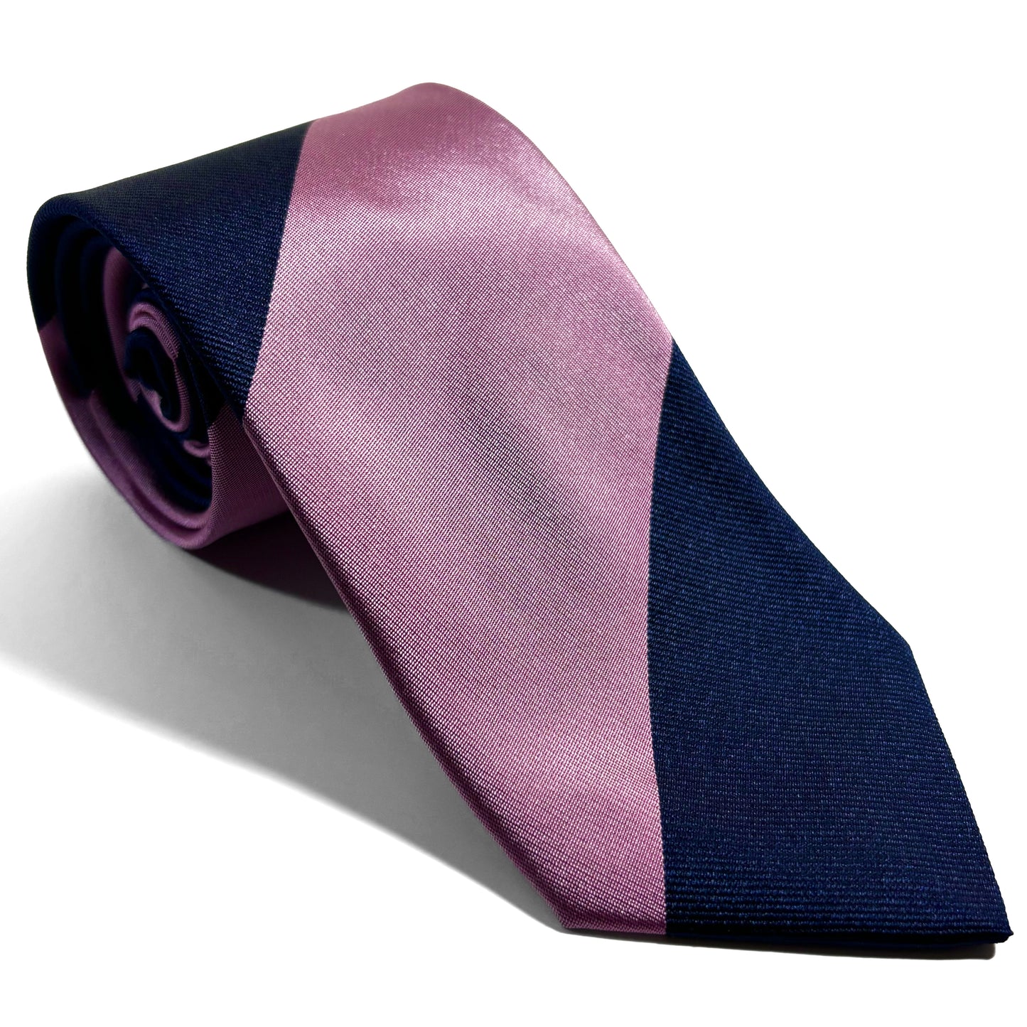 Navy Blue & Pink Block Striped Silk Repp Tie