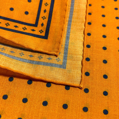 Mustard Yellow - Polka Dot - Wool/Silk Pocket Square