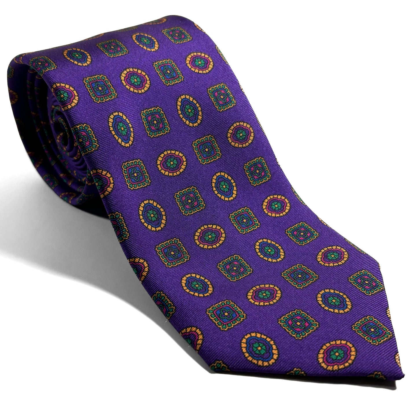 Purple Geometric Silk Tie