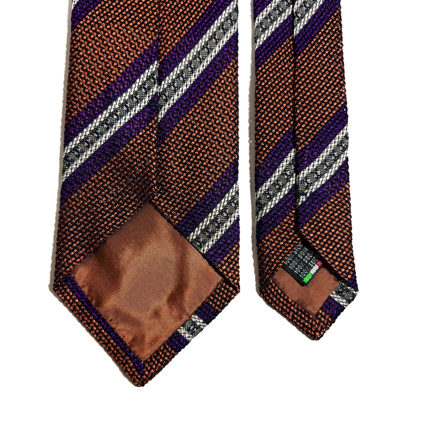 Orange Striped Italian Silk Grenadine Tie