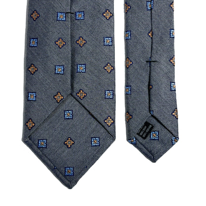 Gray Geometric Silk Jacquard Tie