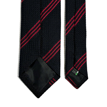 Black & Red Striped Silk Grenadine Tie (Garza Grossa)