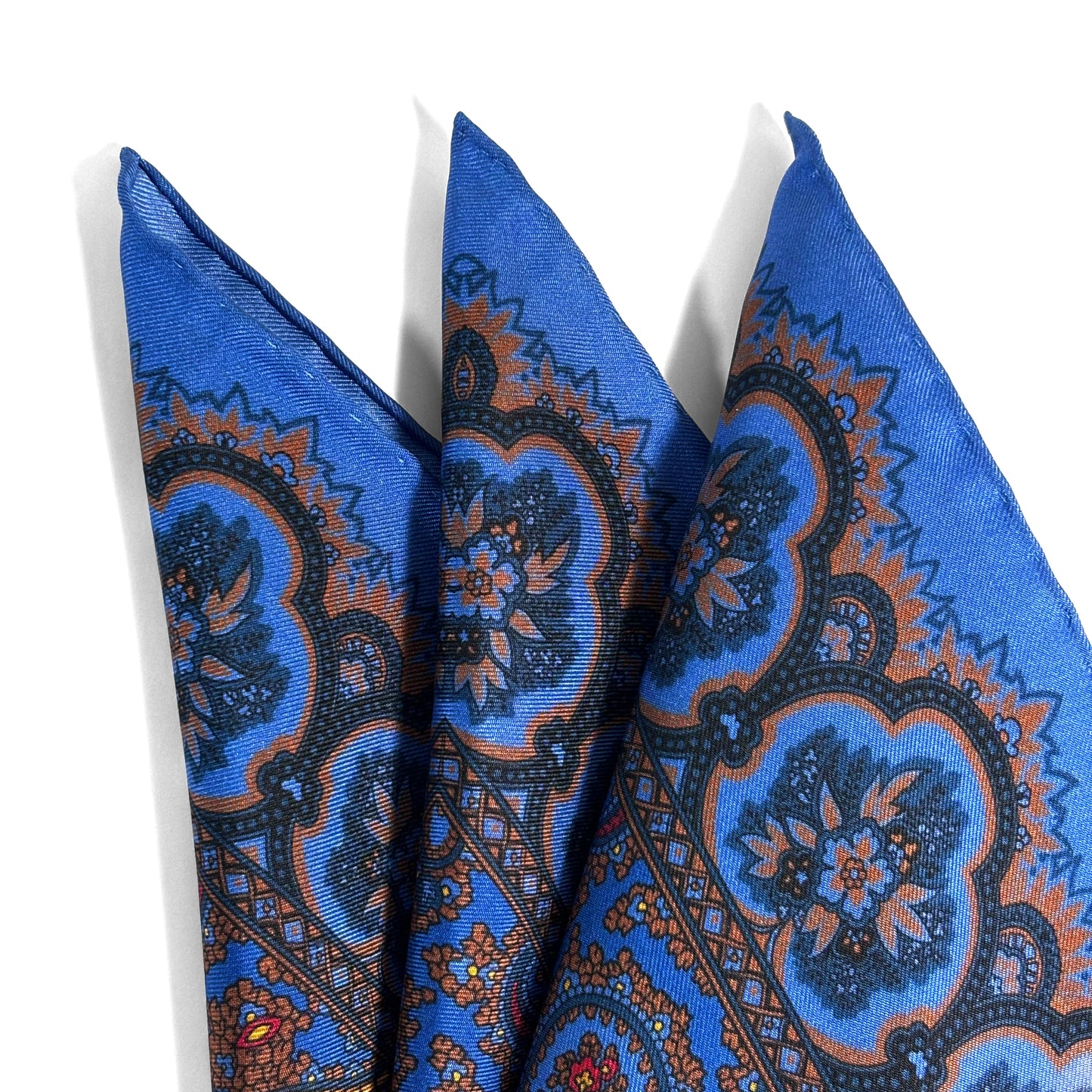 Blue Paisley Ancient Madder Silk Pocket Square