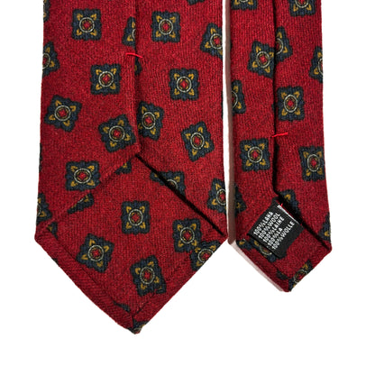 Red Geometric Wool Flannel Tie