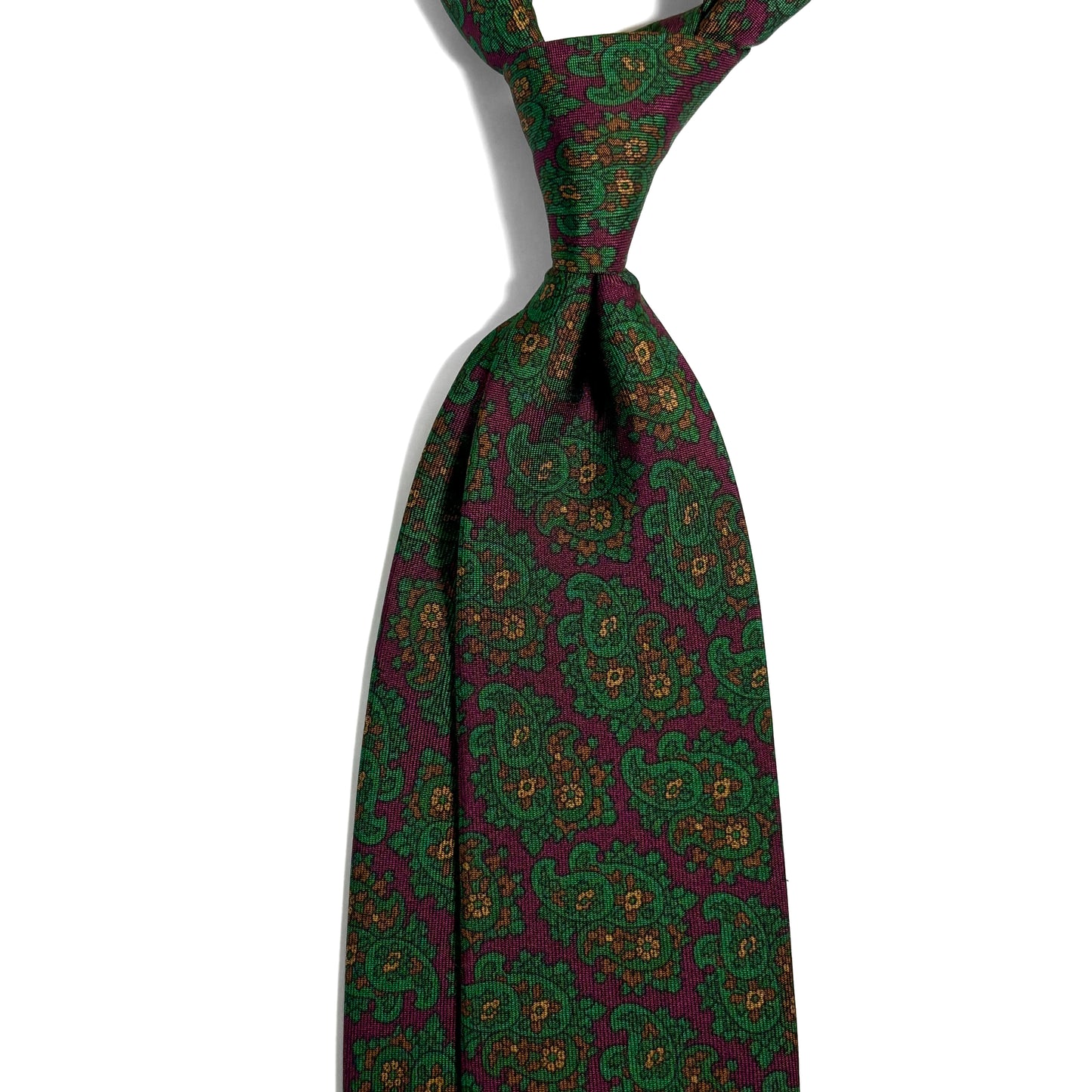 Burgundy & Green Paisley Ancient Madder Silk Tie