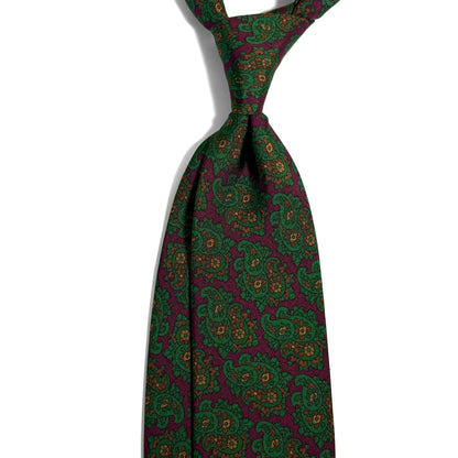Burgundy & Green Paisley Ancient Madder Silk Tie