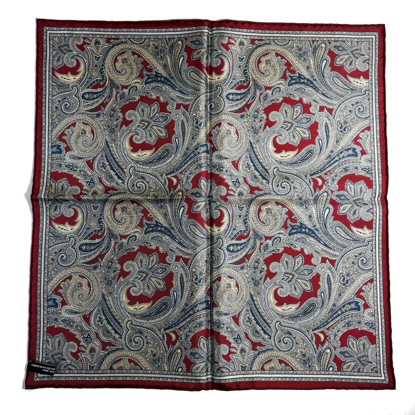 Burgundy Paisley Silk Pocket Square