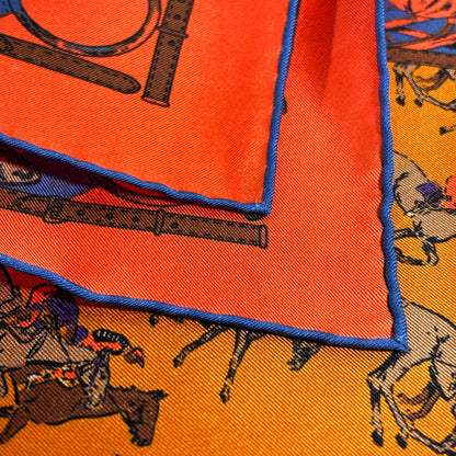 Orange Polo Motif Ancient Madder Silk Pocket Square