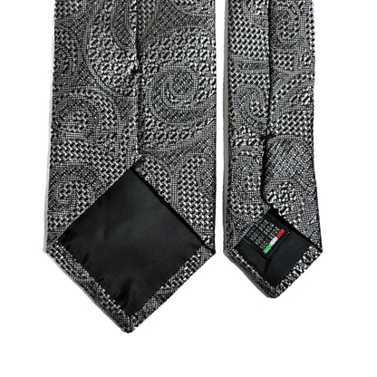 PHOENIX Silver Paisley Silk Grenadine Jacquard Tie