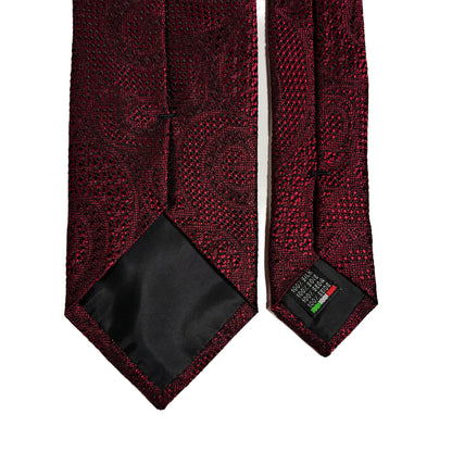 PHOENIX Red Paisley Silk Grenadine Jacquard Tie