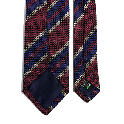 Wine Red & Purple Striped Silk Grenadine Tie (Garza Grossa)