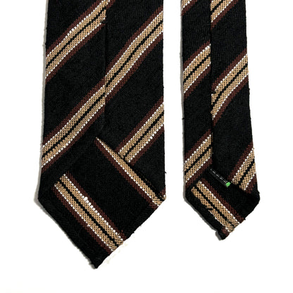 Black Stripe Untipped Silk Shantung Tie