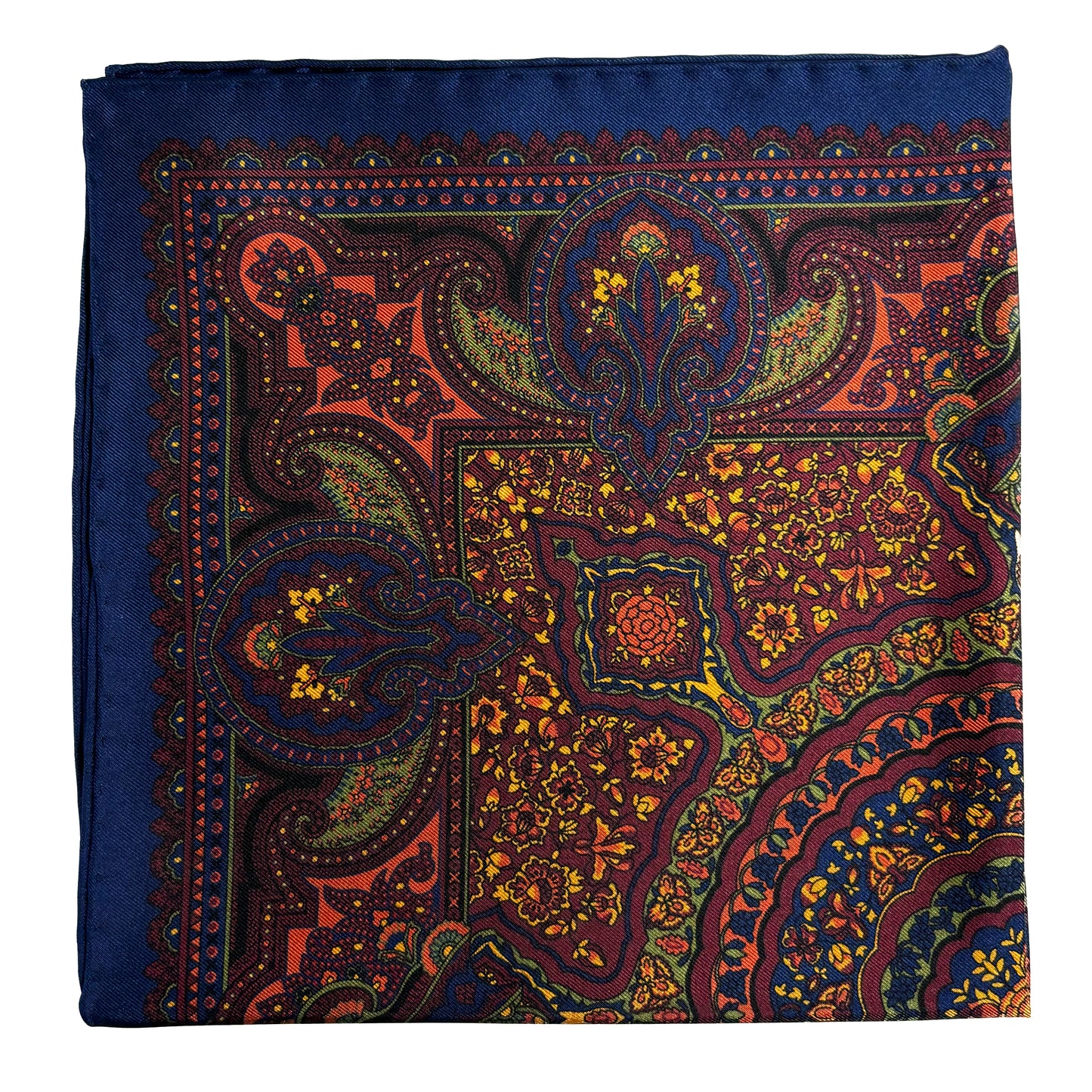 Burgundy & Gold Floral Medallion Silk Pocket Square