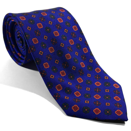 Royal Blue Floral Ancient Madder Silk Tie