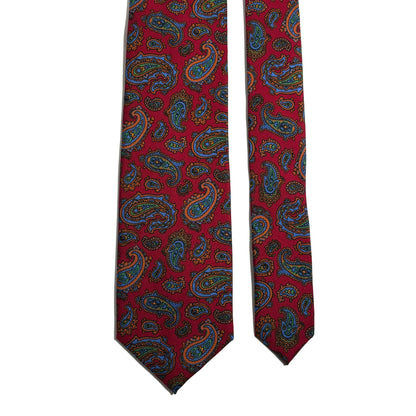 Red Paisley Printed Silk Tie
