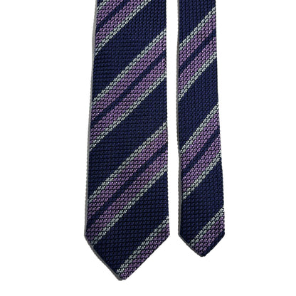Purple & Lilac Striped Silk Grenadine Tie (Garza Grossa)