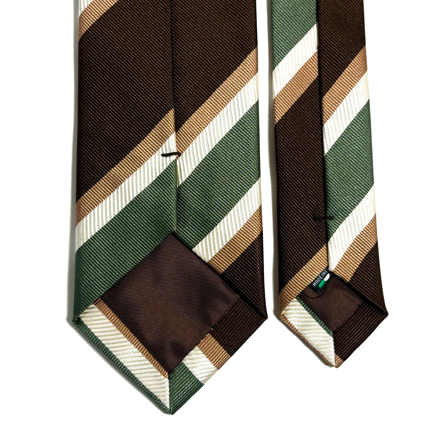 Brown & Green Striped Silk Repp Tie