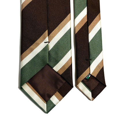 Brown & Green Striped Silk Repp Tie