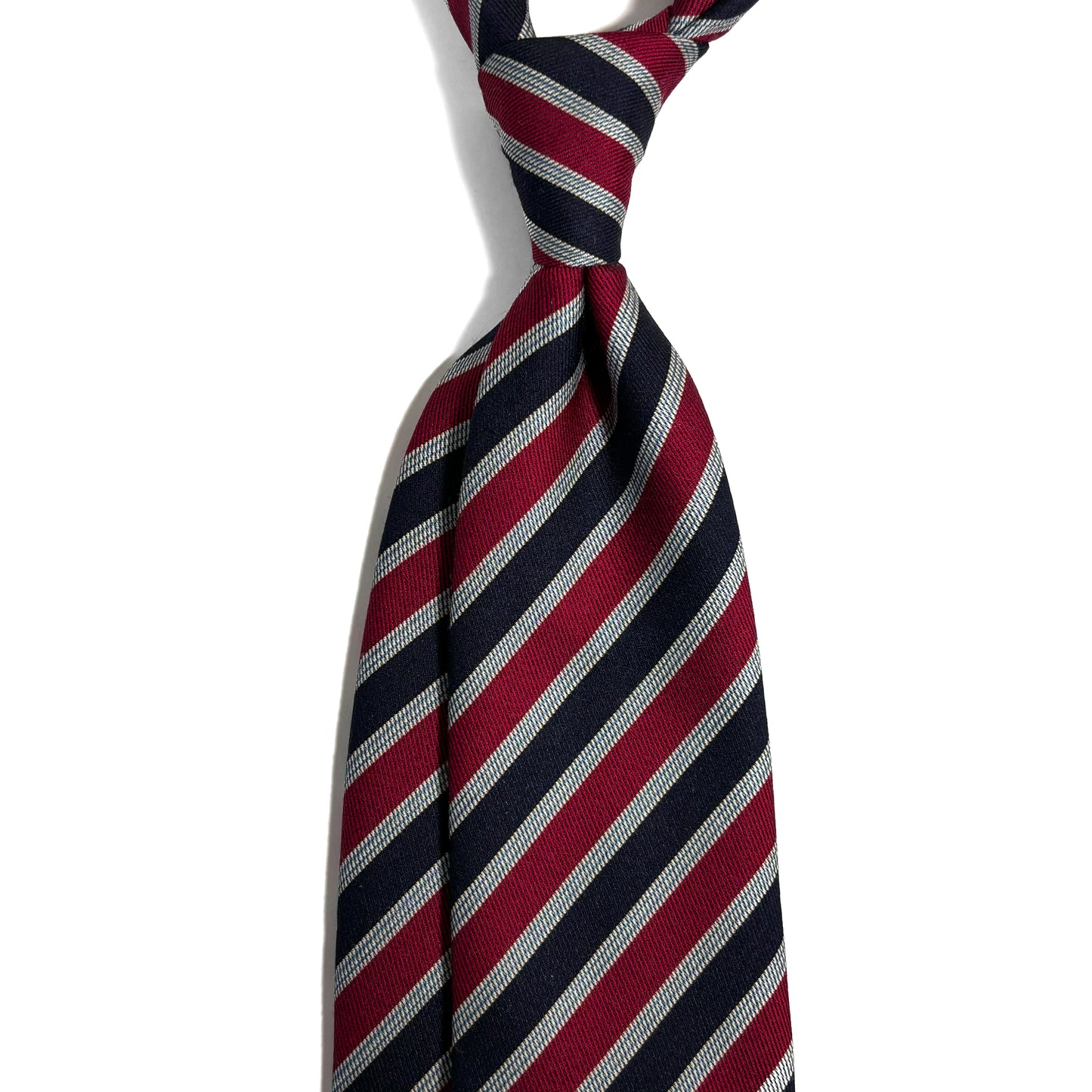 Red / Navy Blue Striped Wool/Silk Tie