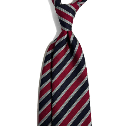 Red / Navy Blue Striped Wool/Silk Tie