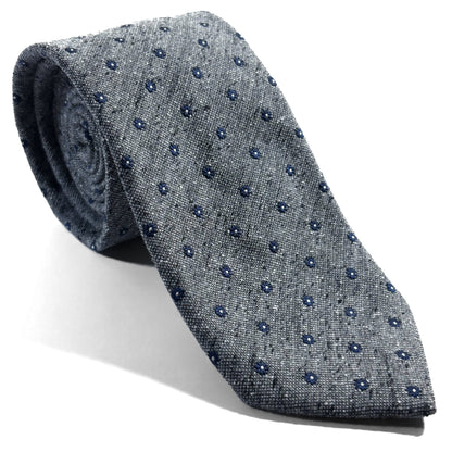 Gray Floral Wool/Silk Tie Handmade in Italy