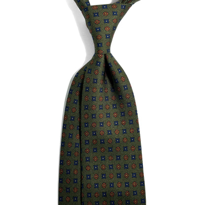 Fern Green Floral Italian Madder Silk Tie
