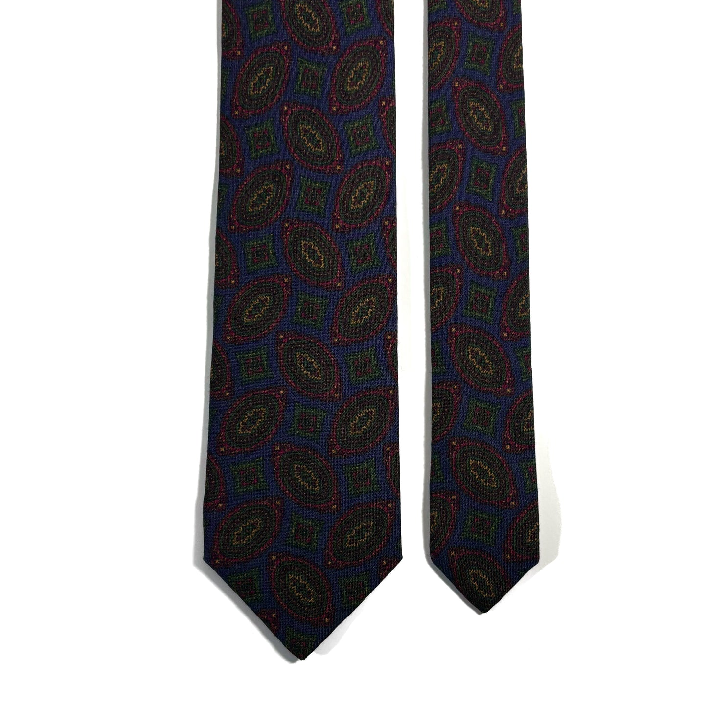 Navy Blue Geometric Wool/Silk Tie