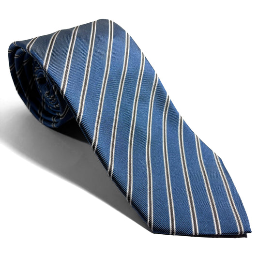 Light Blue Striped Silk Repp Tie