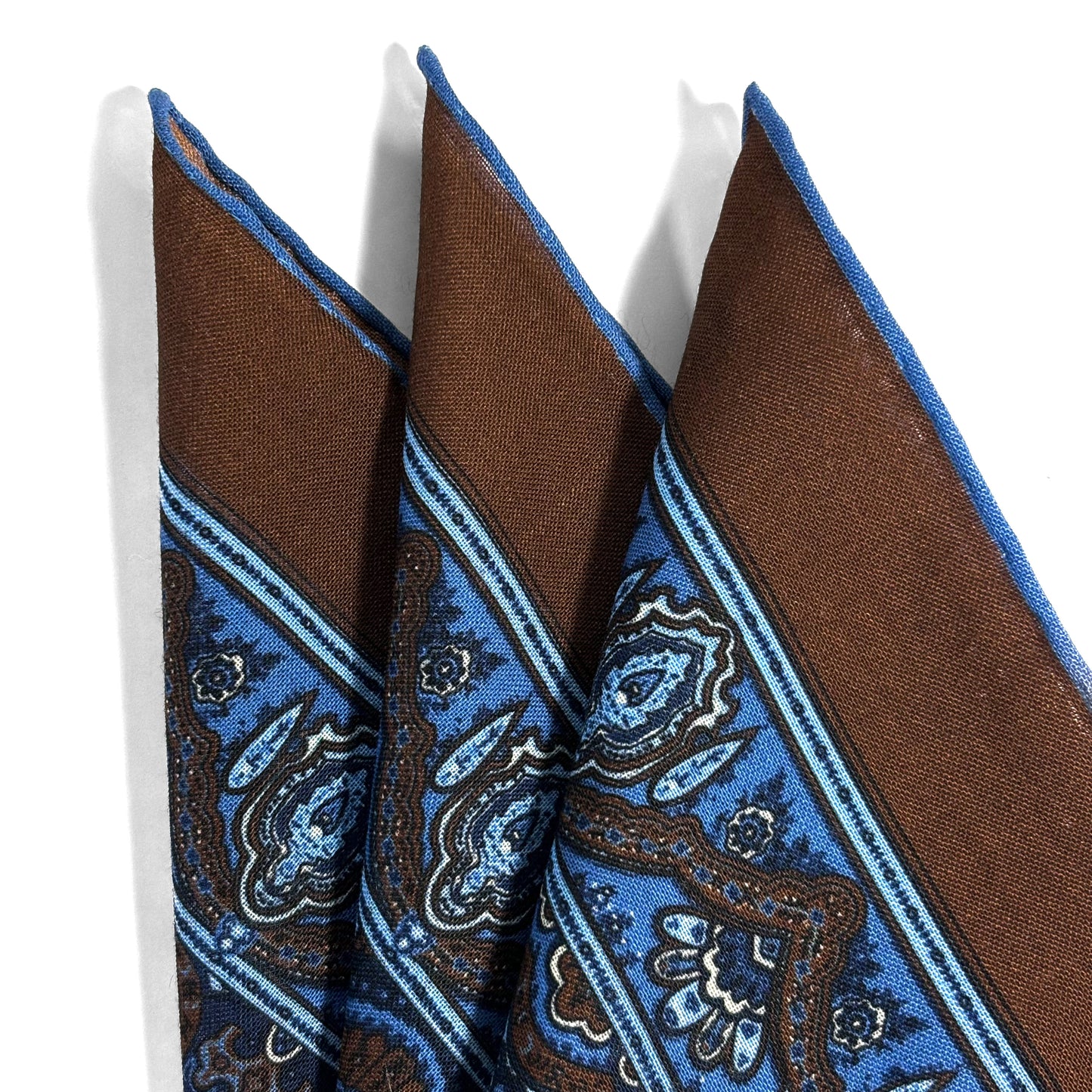 Dominus - Brown & Blue - Wool/Silk Pocket Square