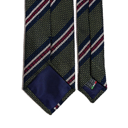 Olive Green Striped Silk Grenadine Tie (Garza Fina)