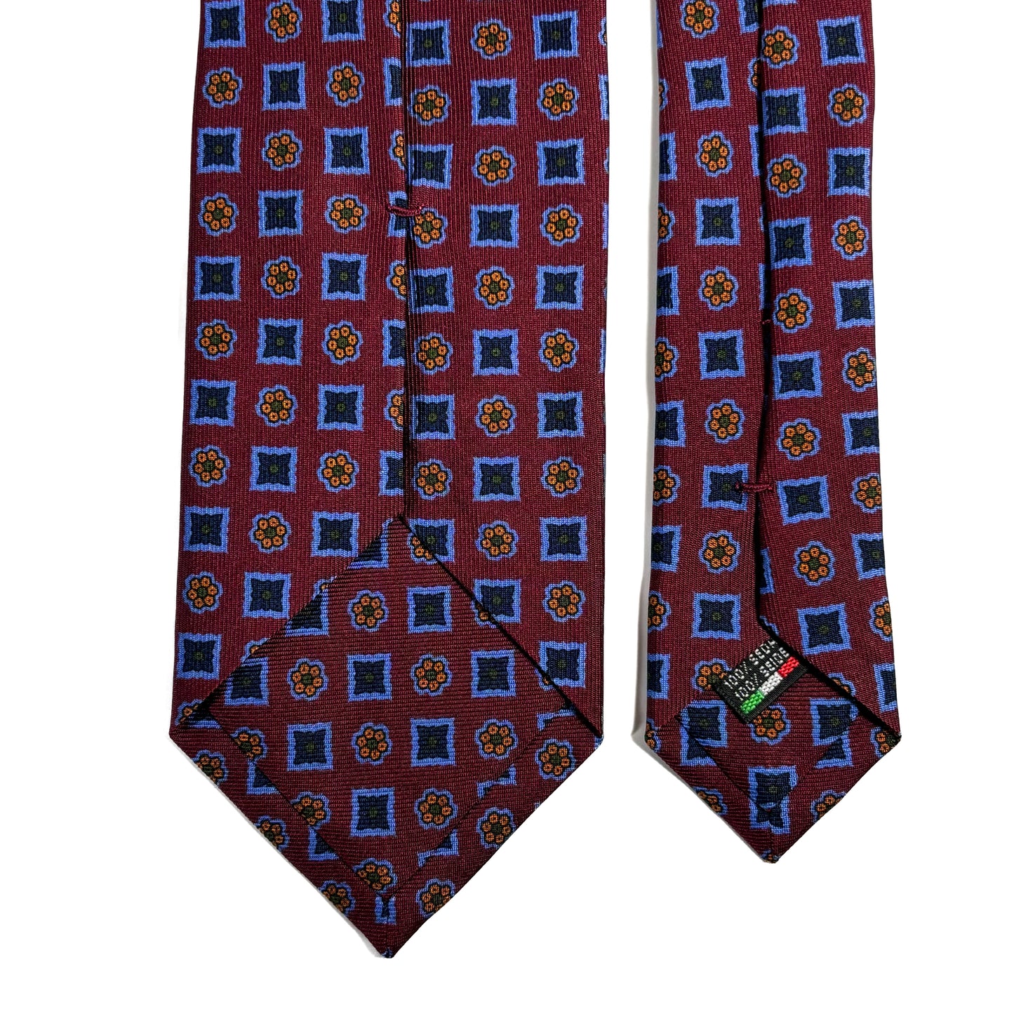 Burgundy & Blue Floral Ancient Madder Silk Tie