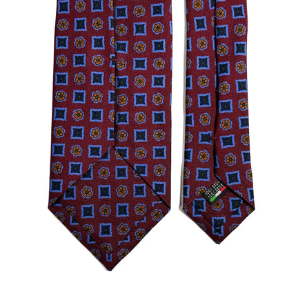 Burgundy & Blue Floral Ancient Madder Silk Tie