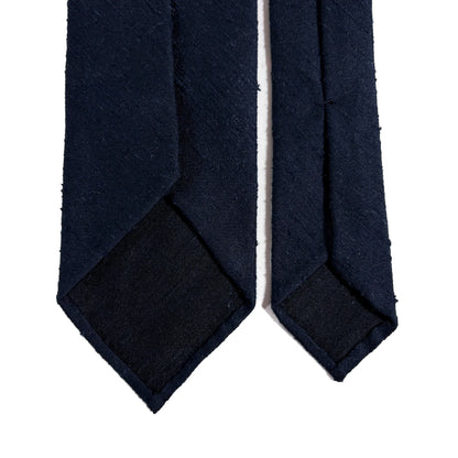 Untipped Navy Blue Silk Shantung Tie