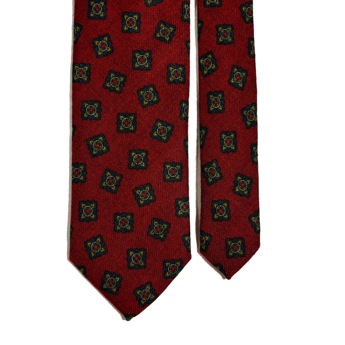 Red Geometric Wool Flannel Tie