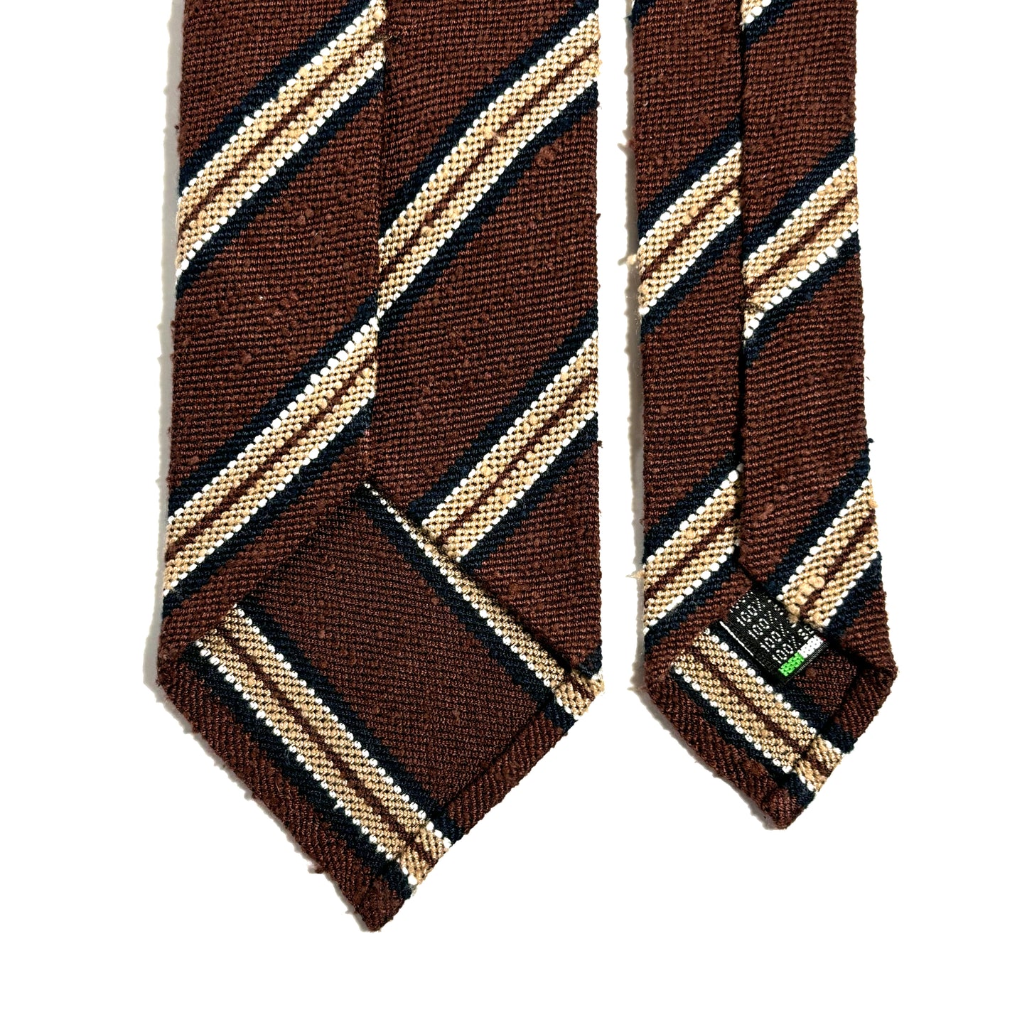 Brown Stripe Untipped Silk Shantung Tie