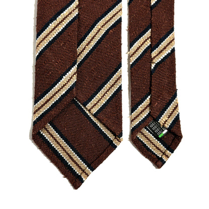 Brown Stripe Untipped Silk Shantung Tie