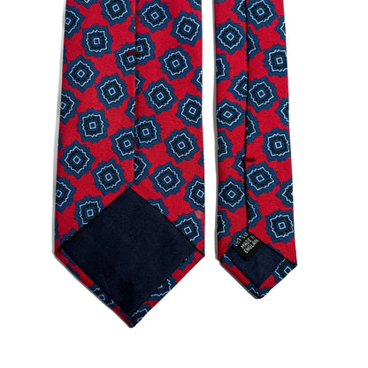 Red & Blue Geometric Silk Tie