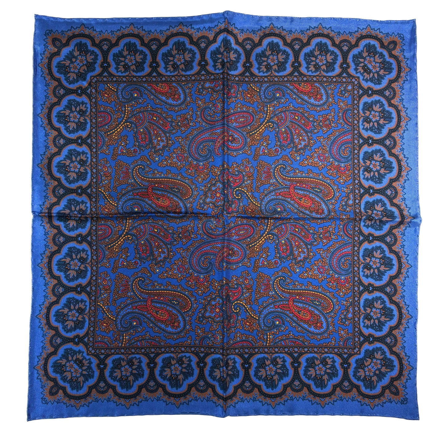 Blue Paisley Ancient Madder Silk Pocket Square