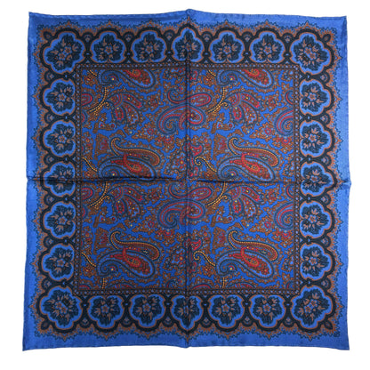 Blue Paisley Ancient Madder Silk Pocket Square