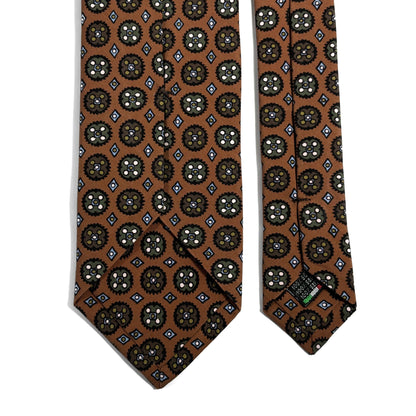 Brown Floral Medallion Ancient Madder Silk Tie